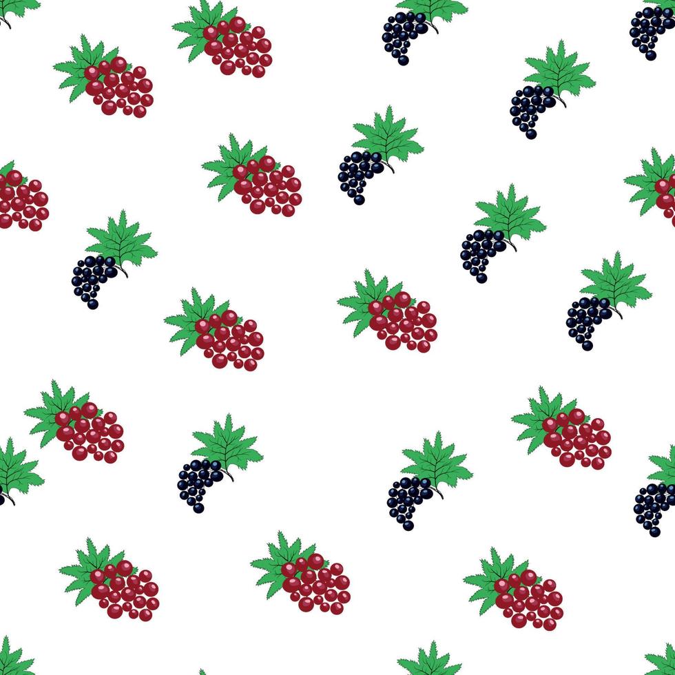 naadloos patroon met rood en zwart bes bessen en bladeren. zomer voedsel afdrukken vector