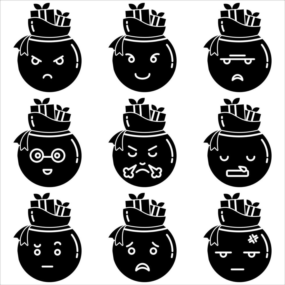 emoji zak icoon reeks glyph stijl een deel vier vector