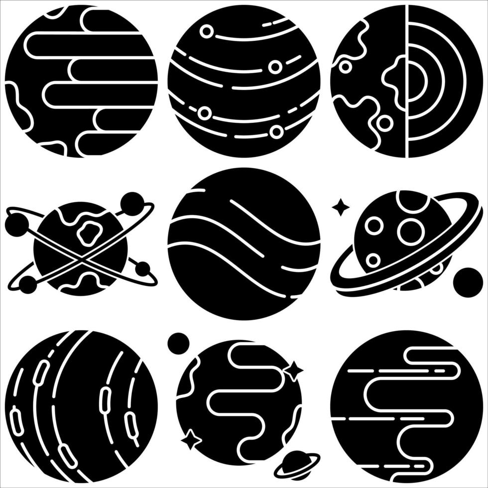 ruimte icoon reeks glyph stijl een deel zes vector