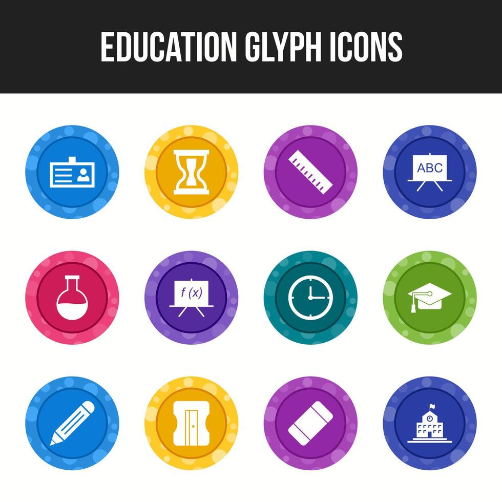 uniek onderwijs glyph icoon reeks vector