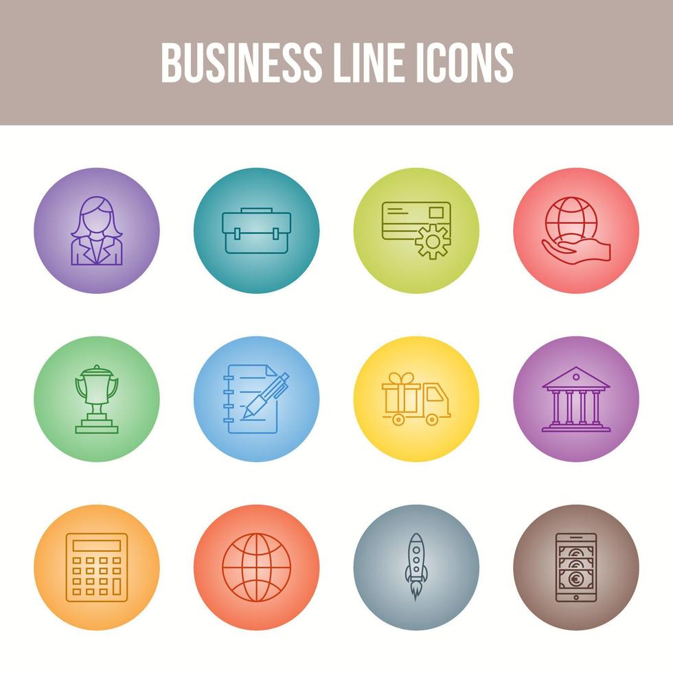 unieke zakelijke lijn icon set vector