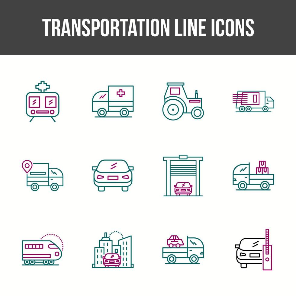 unieke transportlijn icon set vector