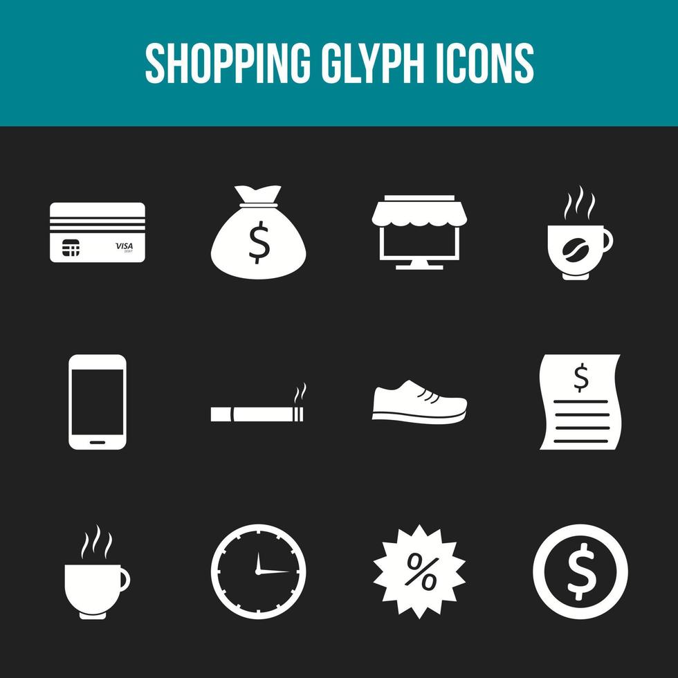 uniek boodschappen doen glyph icoon reeks vector