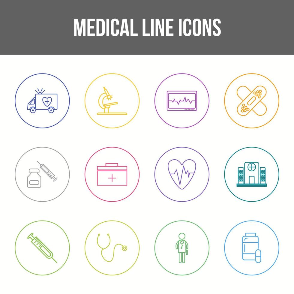 unieke medische lijn icon set vector