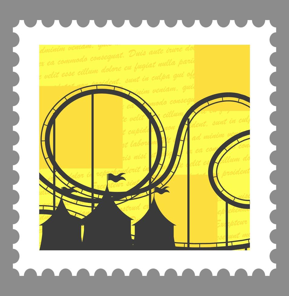 amusement park poststempel met carrousels vector