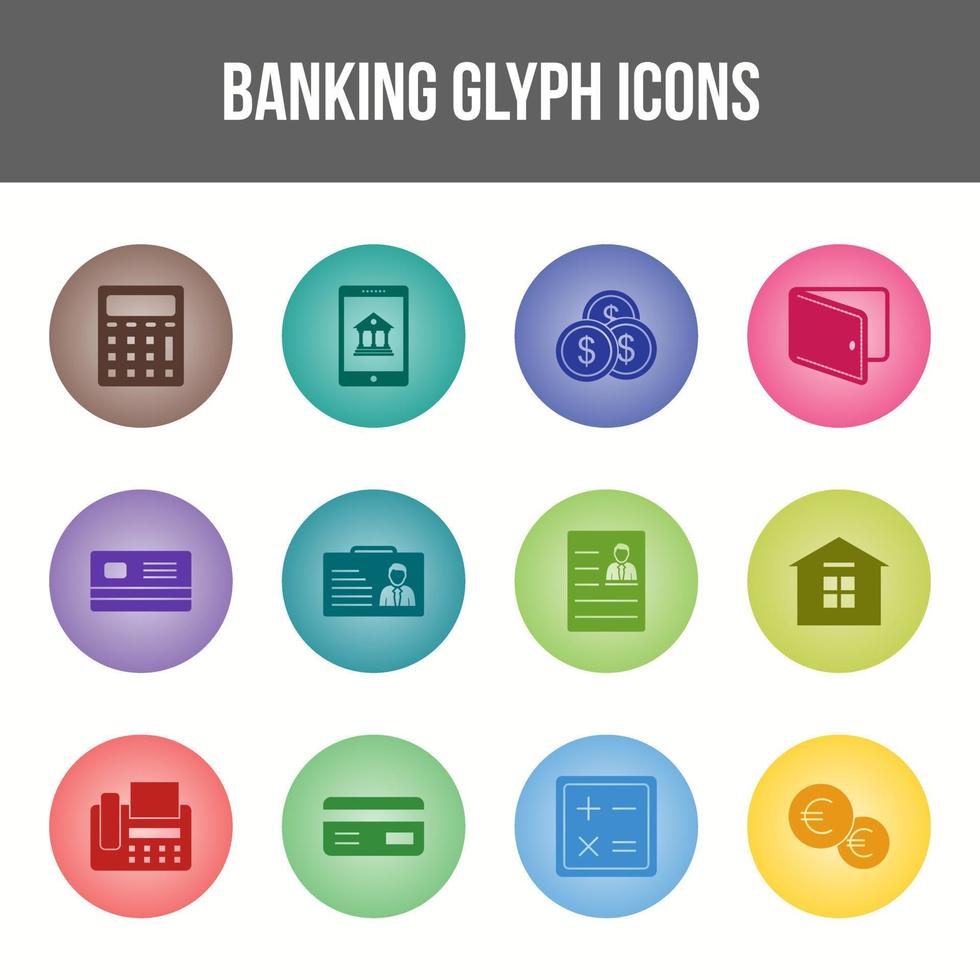 uniek bank glyph icoon reeks vector