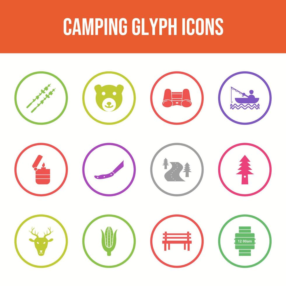 mooi camping vector icoon reeks