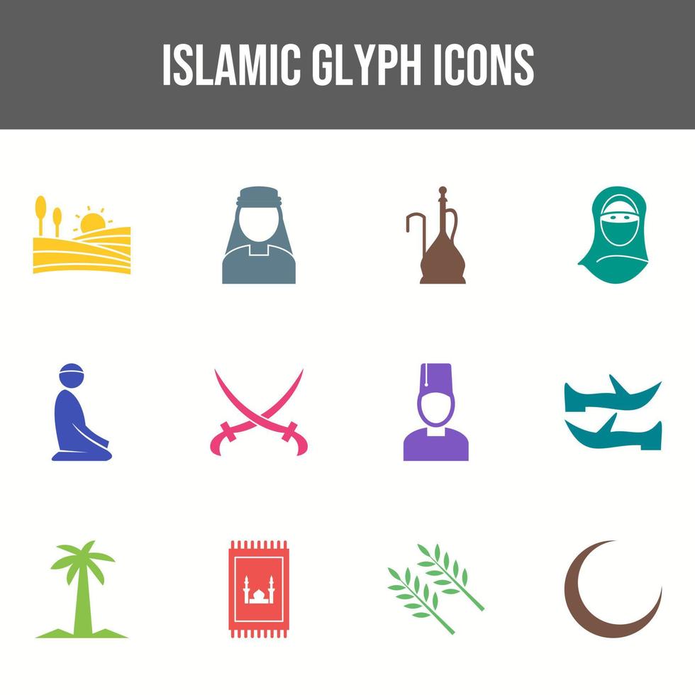 reeks van 12 Islamitisch uniek vector pictogrammen