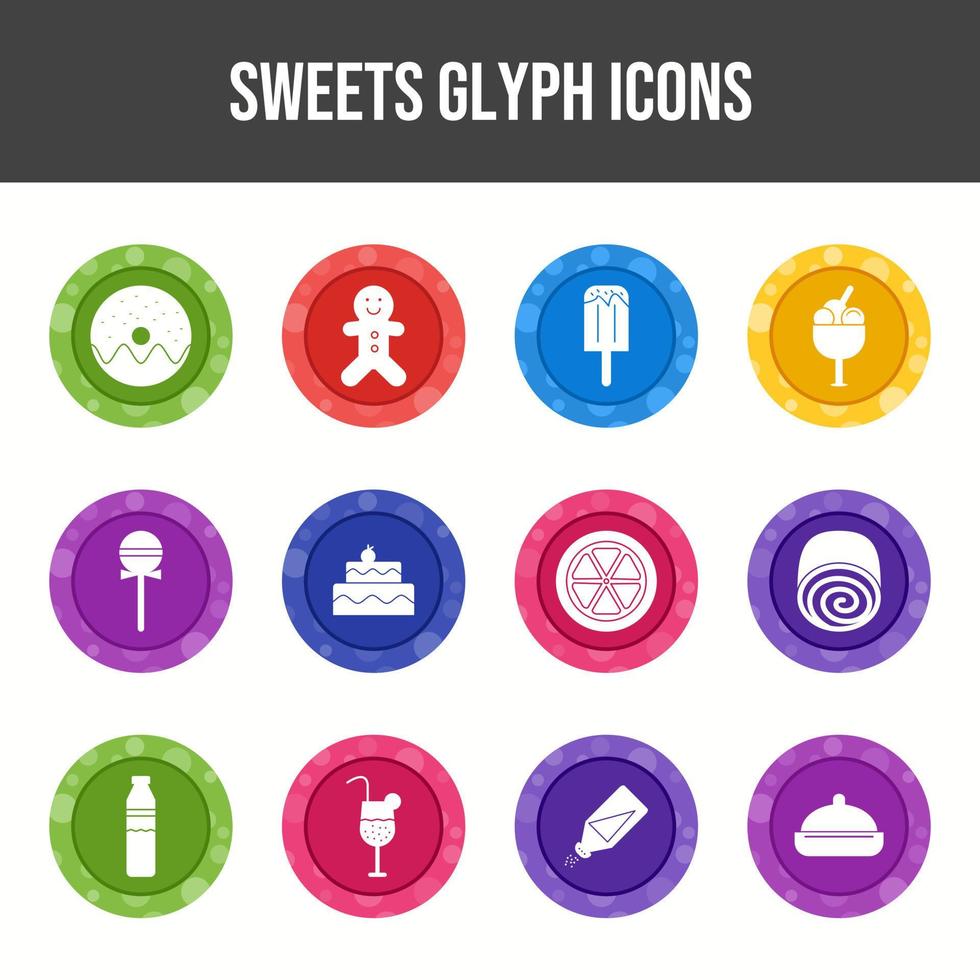 12 snoepgoed vector pictogrammen in een reeks