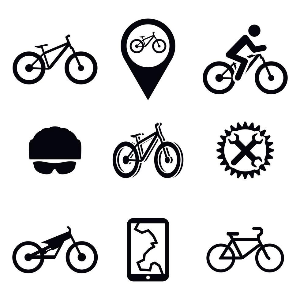 reeks van geïsoleerd zwart pictogrammen fiets thema vector