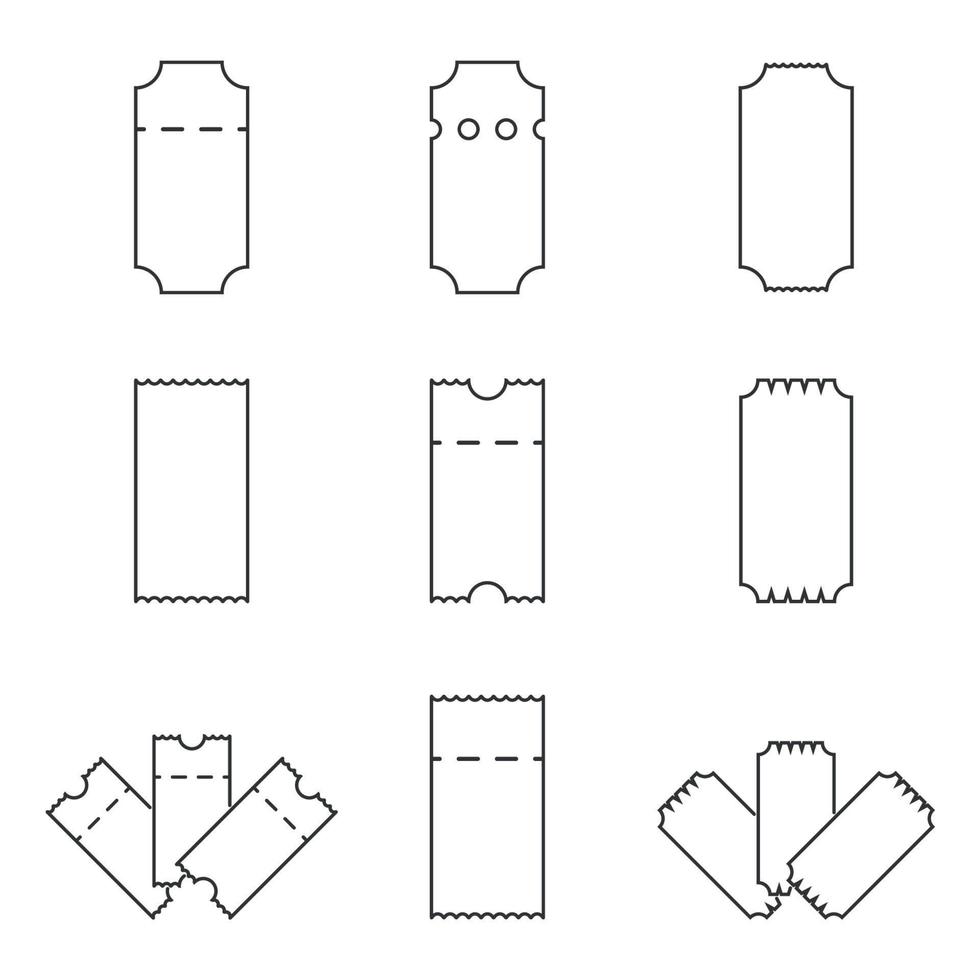 reeks van geïsoleerd lineair pictogrammen Aan een thema kaartjes vector