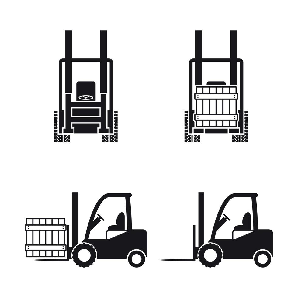 reeks van geïsoleerd icos Aan een thema heftruck vector