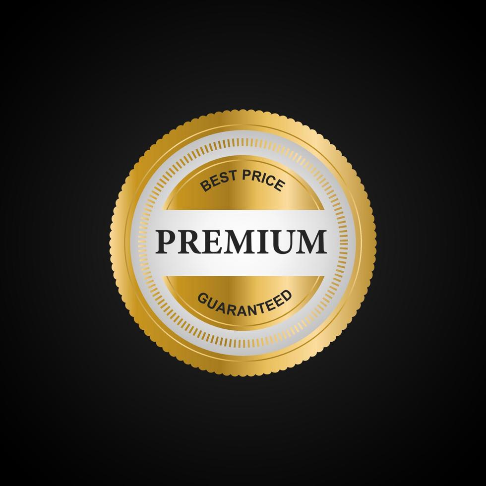 luxe goud badges en etiketten premie kwaliteit Product. vector illustratie
