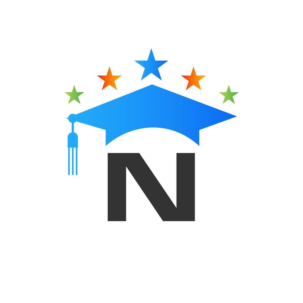onderwijs logo ontwerp sjabloon met n brief afstuderen hoed vector sjabloon
