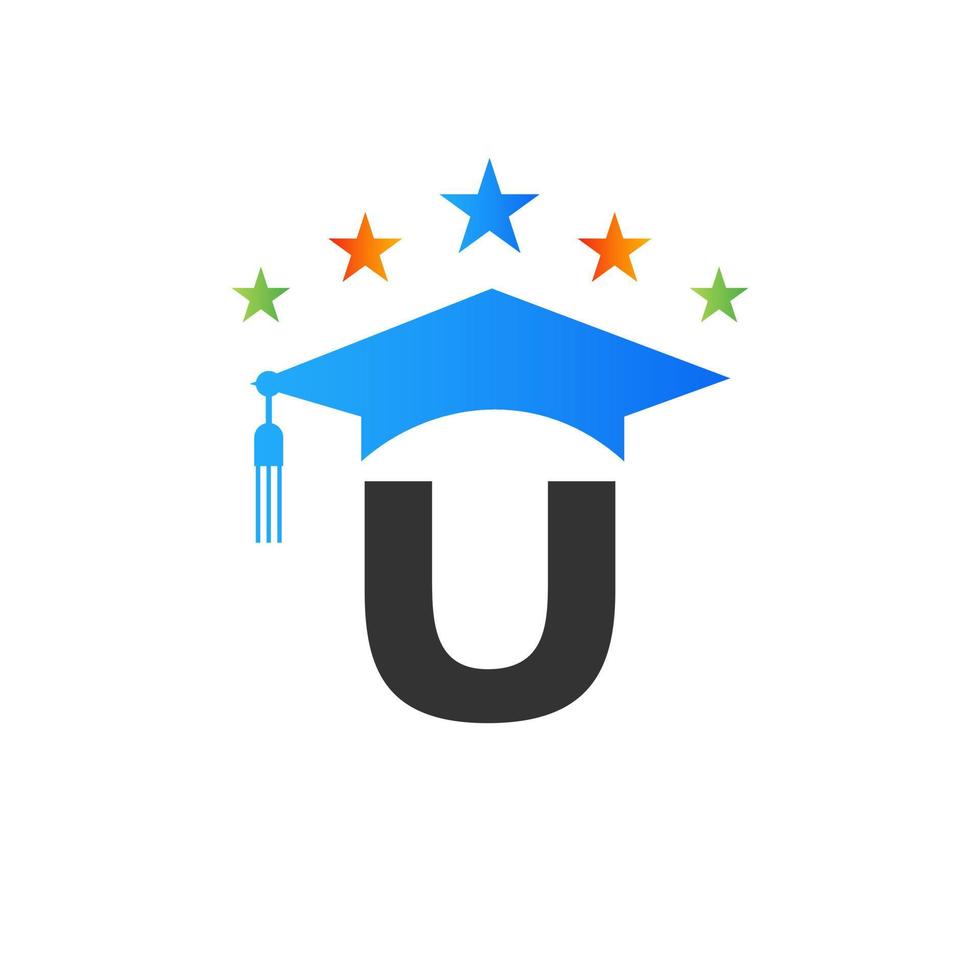 onderwijs logo ontwerp sjabloon met u brief afstuderen hoed vector sjabloon