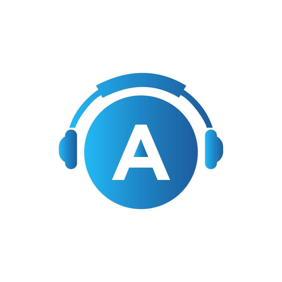 brief een muziek- logo ontwerp. dj muziek- en podcast logo ontwerp koptelefoon concept vector