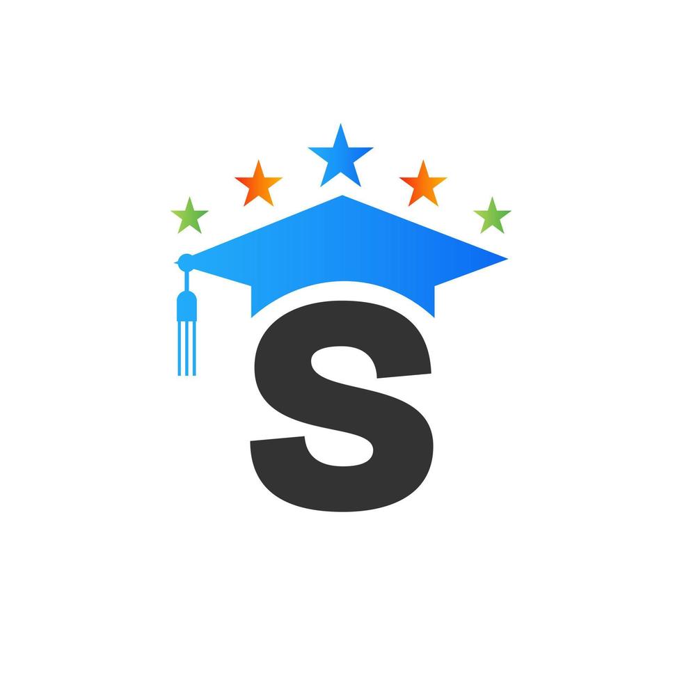 onderwijs logo ontwerp sjabloon met s brief afstuderen hoed vector sjabloon