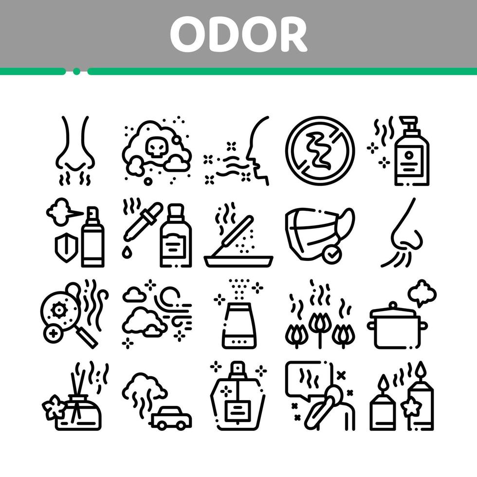 geur aroma en geur verzameling pictogrammen reeks vector