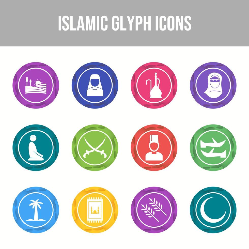reeks van 12 Islamitisch uniek vector pictogrammen