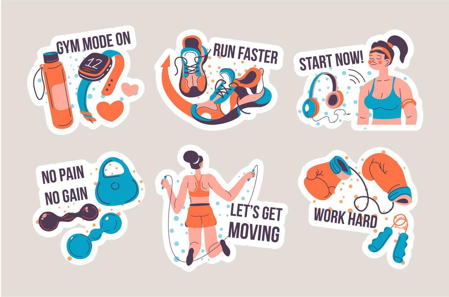 sticker reeks ontwerp met sport, geschiktheid concept vector