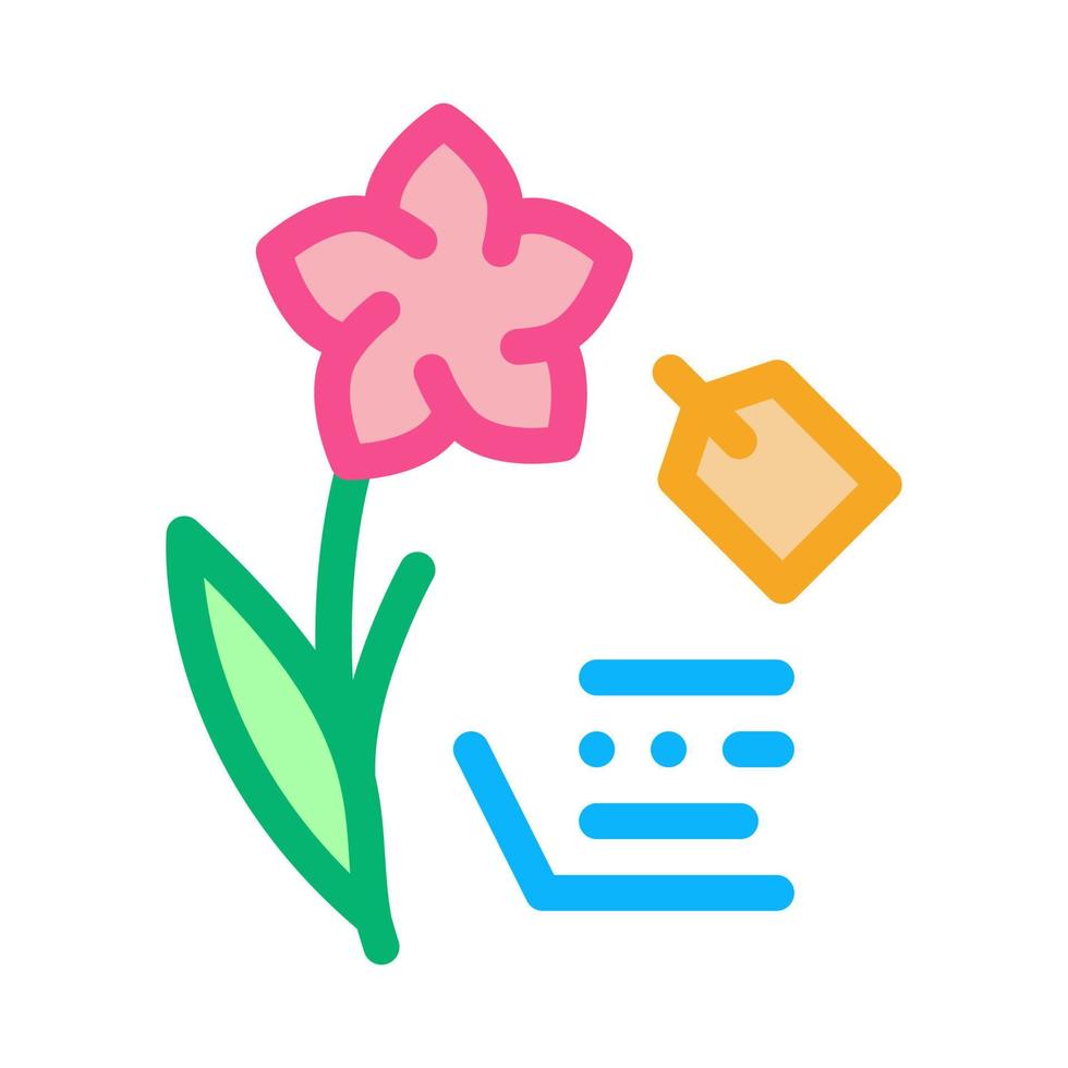 bloem etiket prijs icoon vector schets illustratie