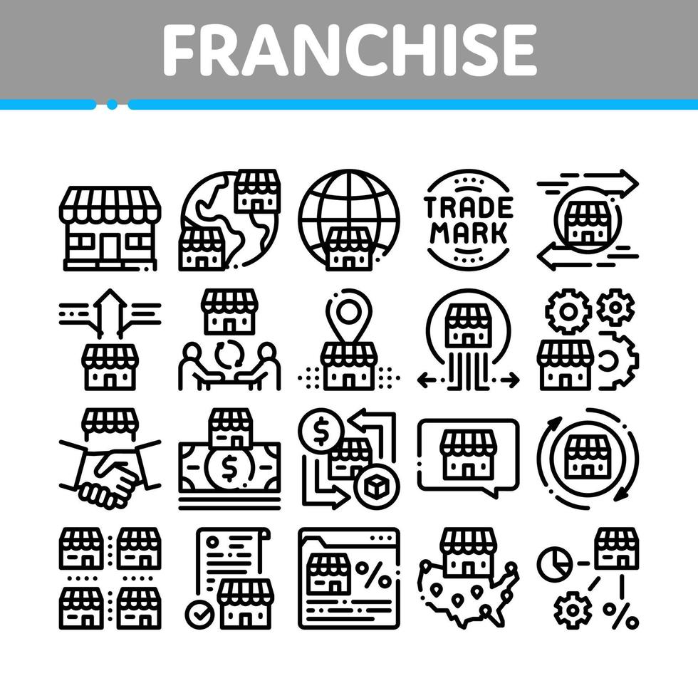 franchise bedrijf verzameling pictogrammen reeks vector