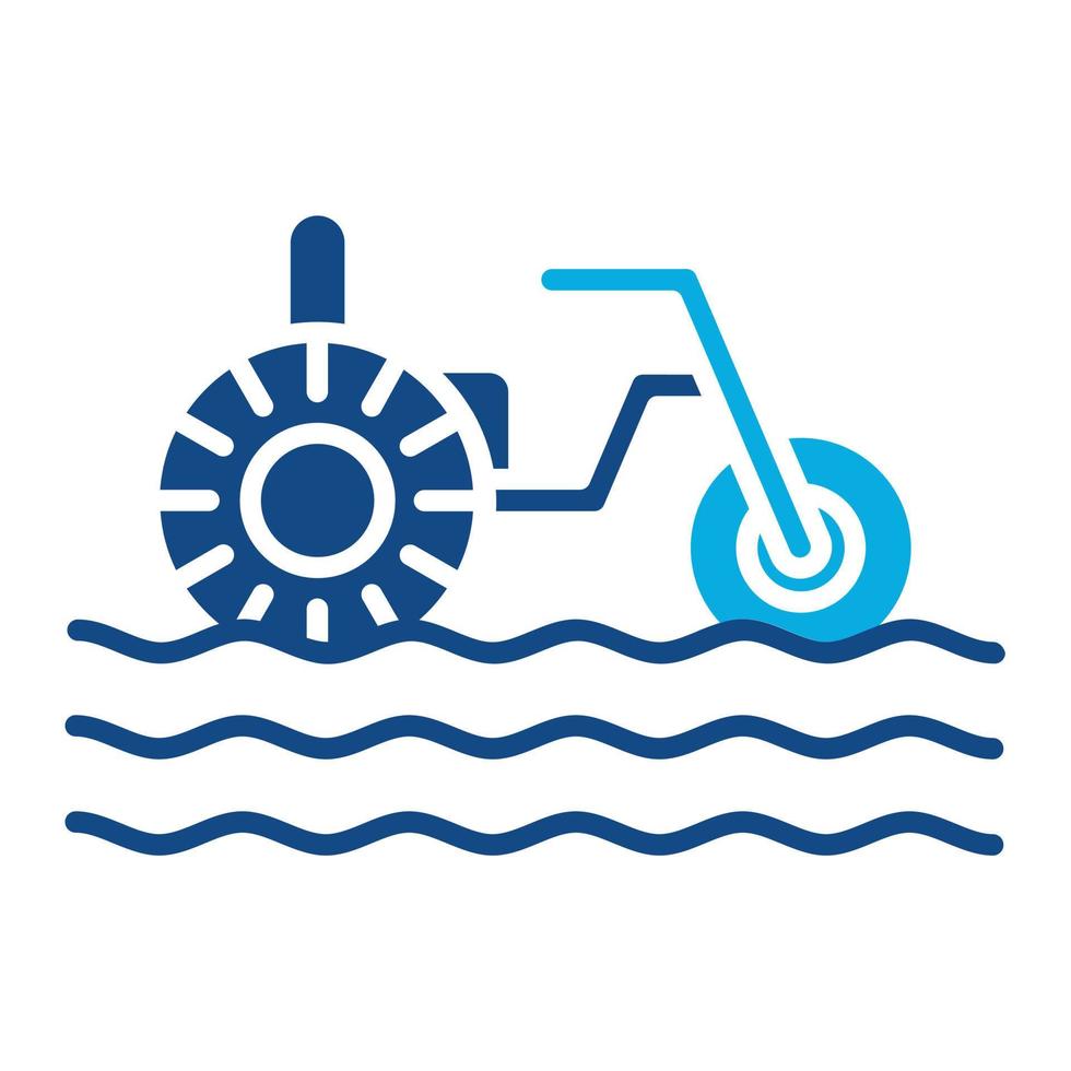 water driewieler glyph twee kleur icoon vector