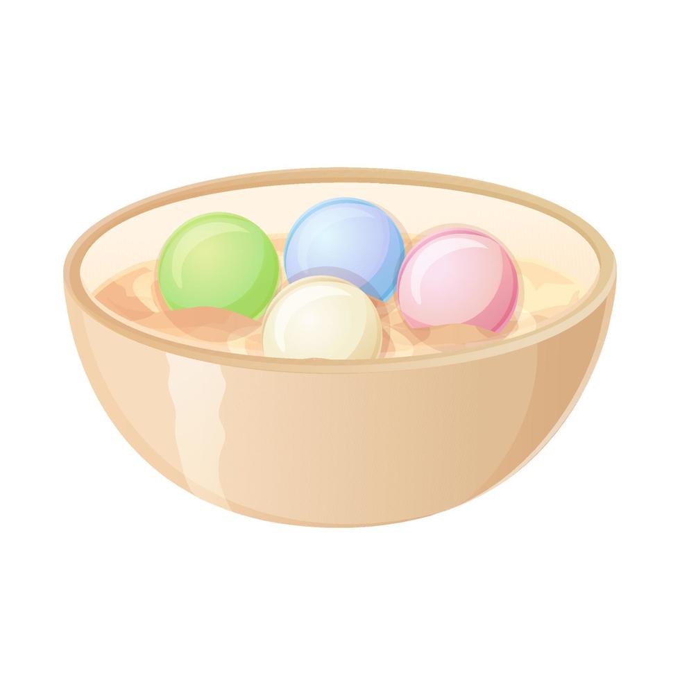 Chinese tangyuan. Aziatisch voedsel illustratie geïsoleerd Aan wit in tekenfilm stijl. vector