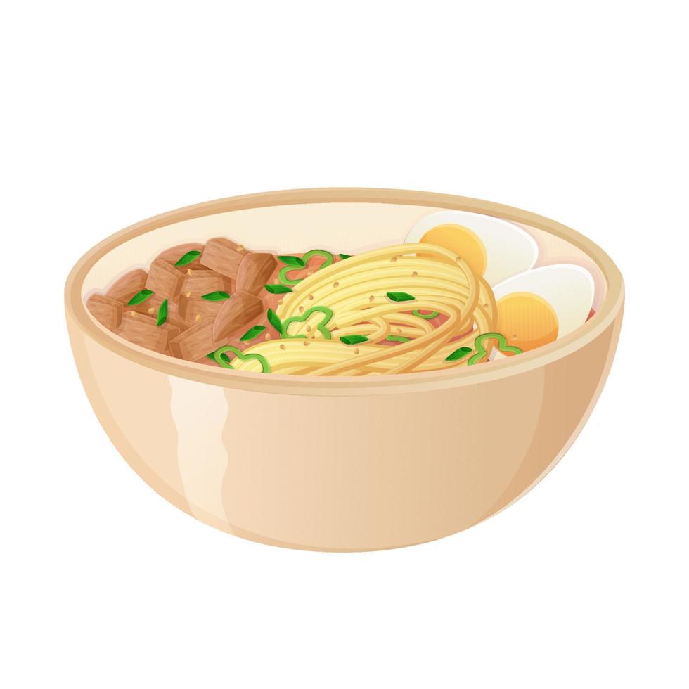 Aziatisch voedsel ramen schaal. Japans schotel illustratie geïsoleerd Aan wit achtergrond. vector