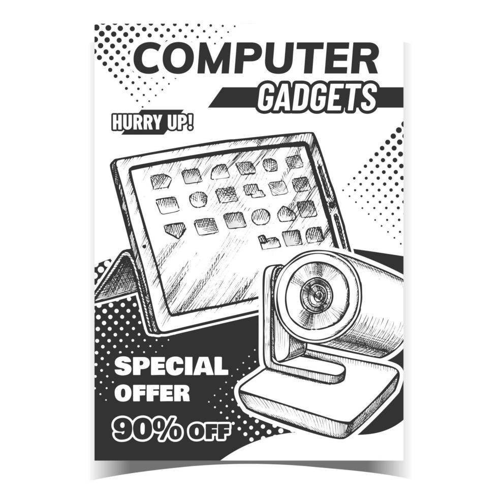 computer gadgets creatief adverteren poster vector