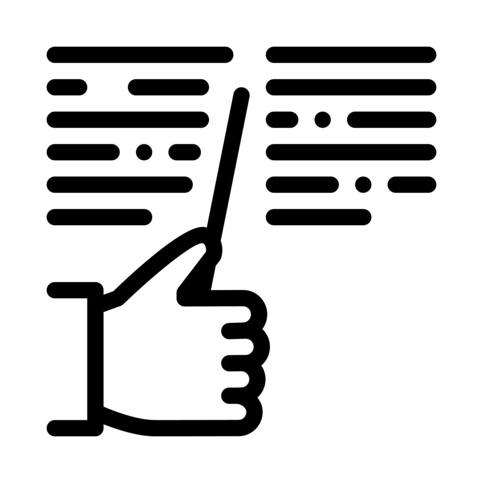 hand- houden stok en lezing icoon vector schets illustratie