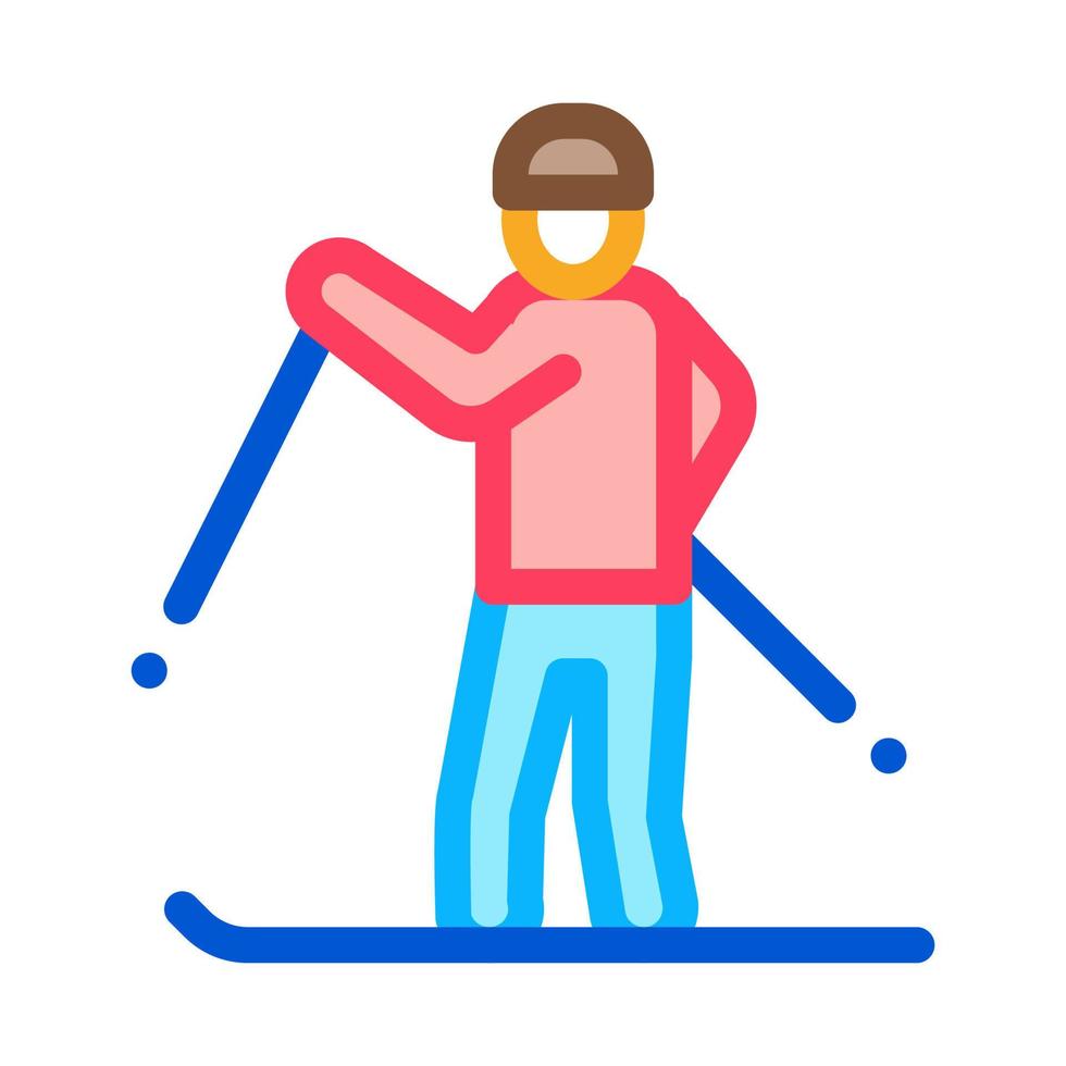 skiër skiën icoon vector schets illustratie