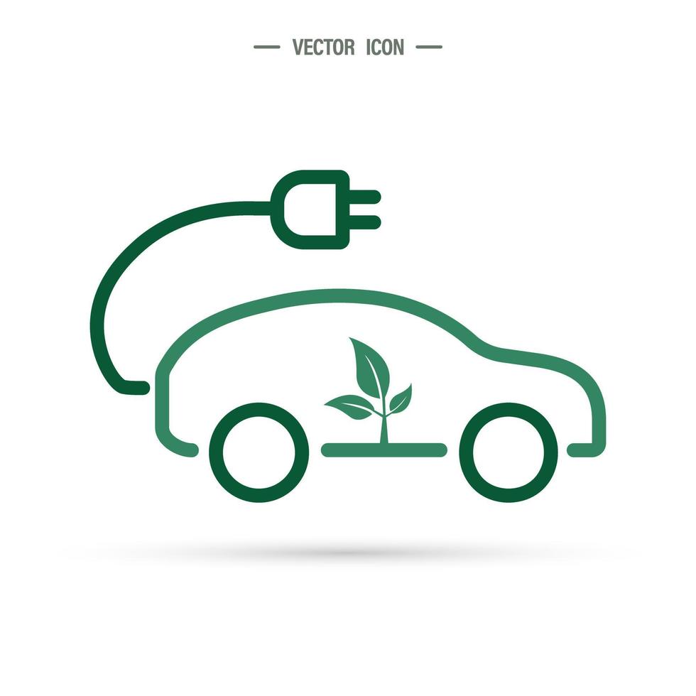 elektrisch auto icoon. milieuvriendelijk vriendelijk voertuig concept. geïsoleerd vector illustratie.