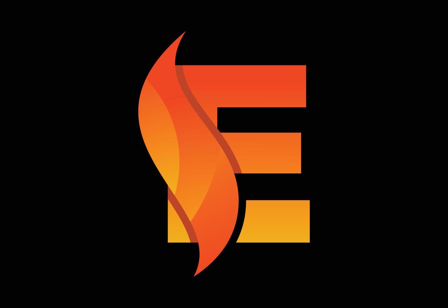 eerste e monogram brief met een swoosh of vlam. brand vlammen of swoosh ontwerp vector illustratie