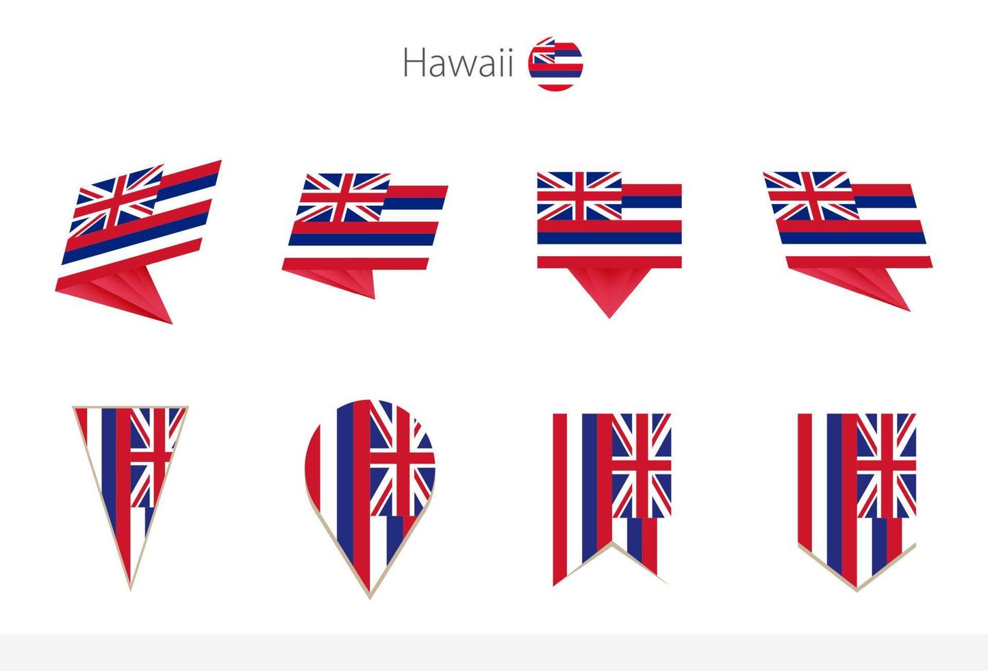 Hawaii ons staat vlag verzameling, acht versies van Hawaii vector vlaggen.