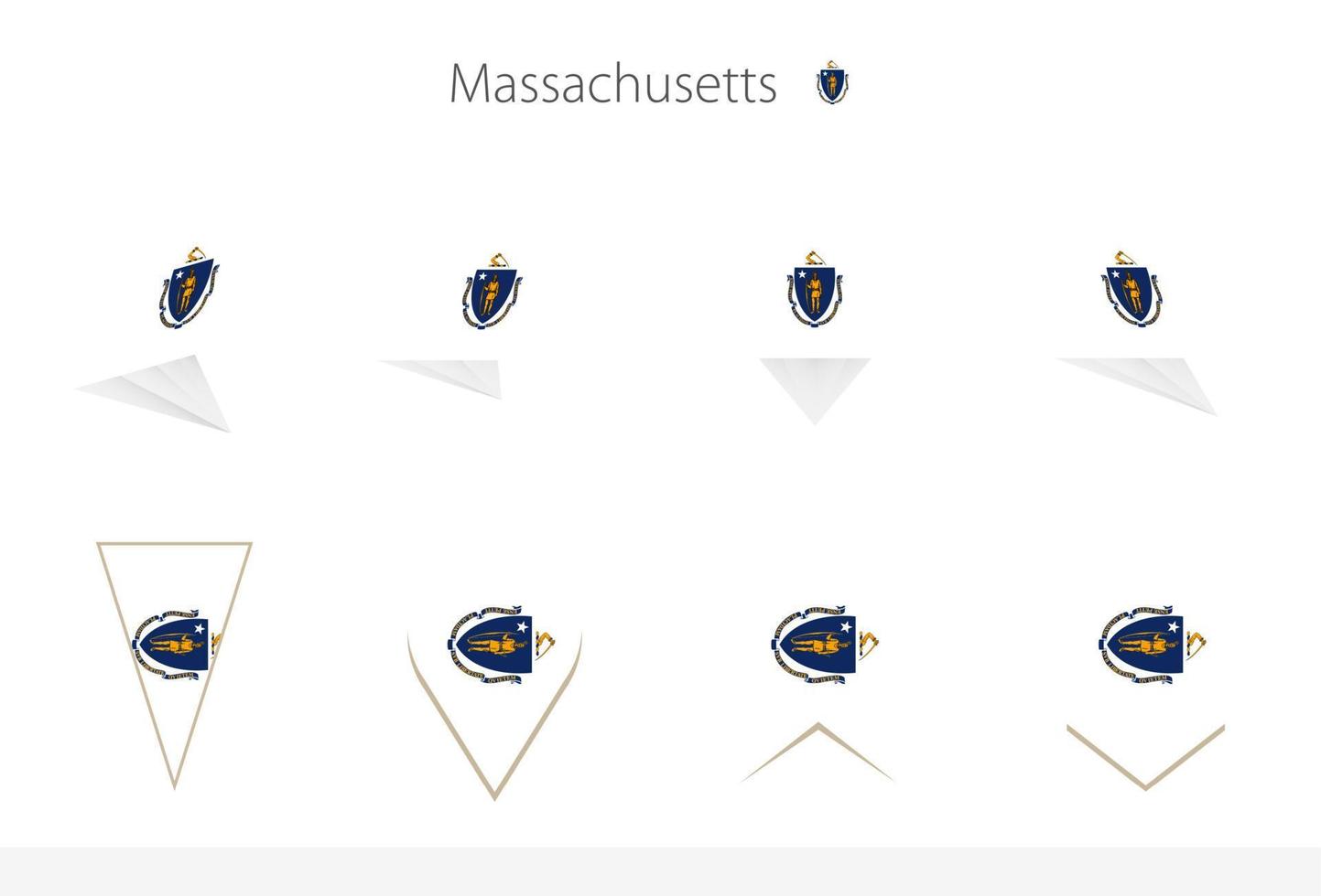 Massachusetts ons staat vlag verzameling, acht versies van Massachusetts vector vlaggen.