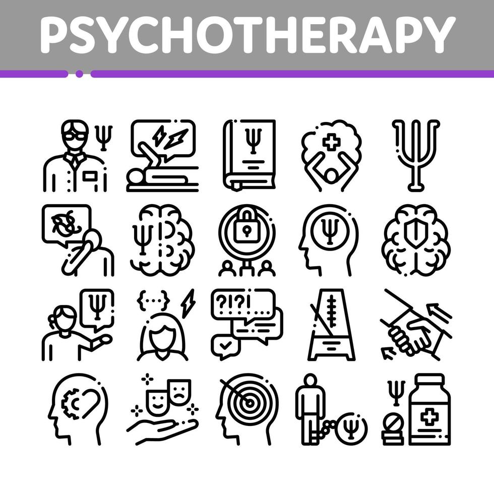 psychotherapie helpen verzameling pictogrammen reeks vector