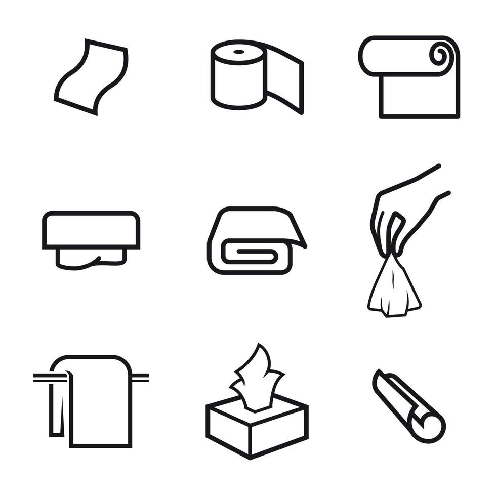 reeks van geïsoleerd pictogrammen Aan een thema handdoeken en servetten vector