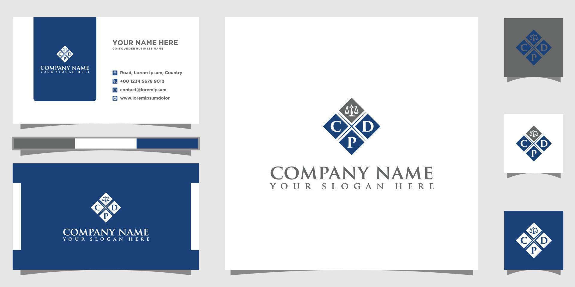 brief cpd gerechtigheid wet logo, ontwerp advocaat logo met bedrijf kaart vector