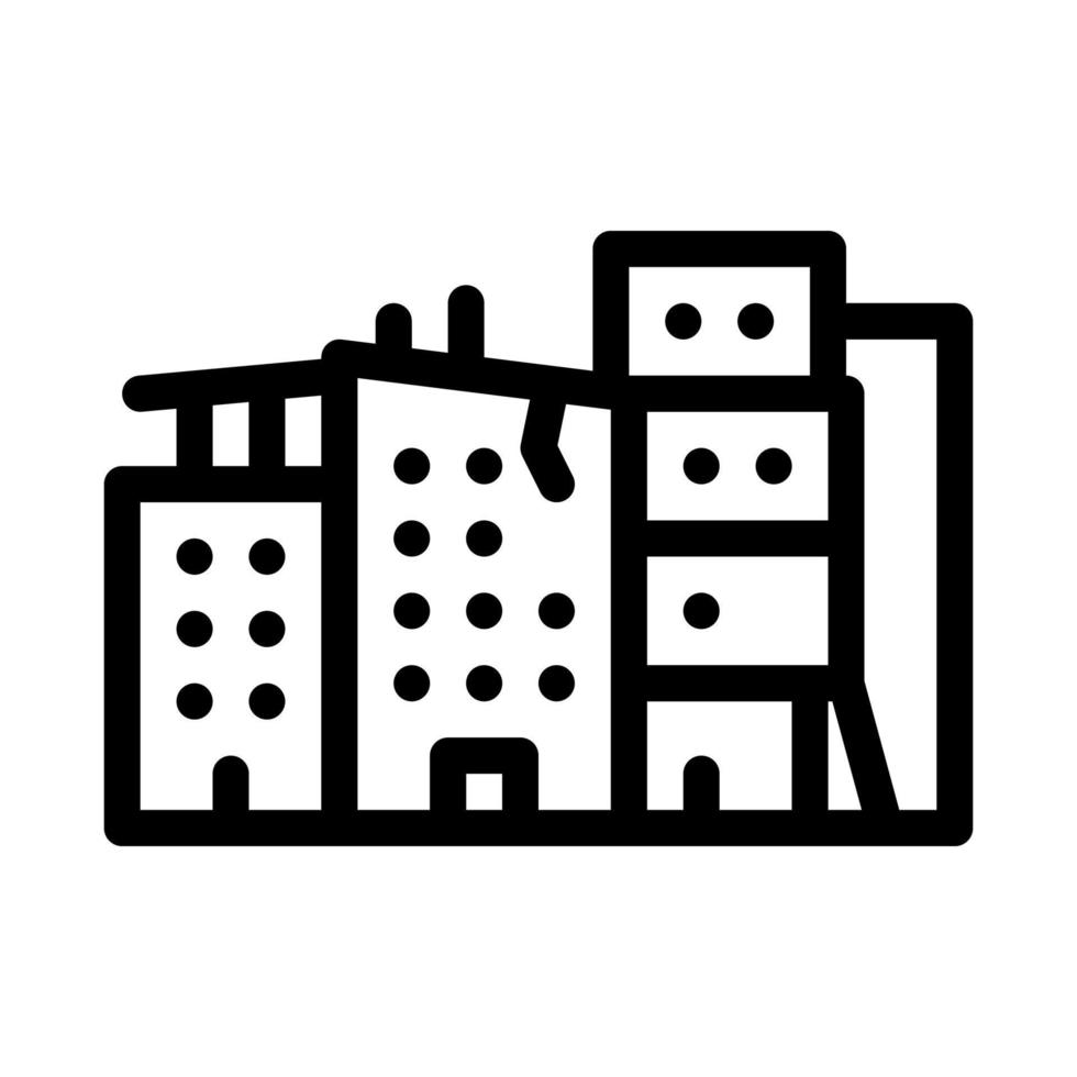 vernietigd hoogbouw gebouwen icoon vector schets illustratie