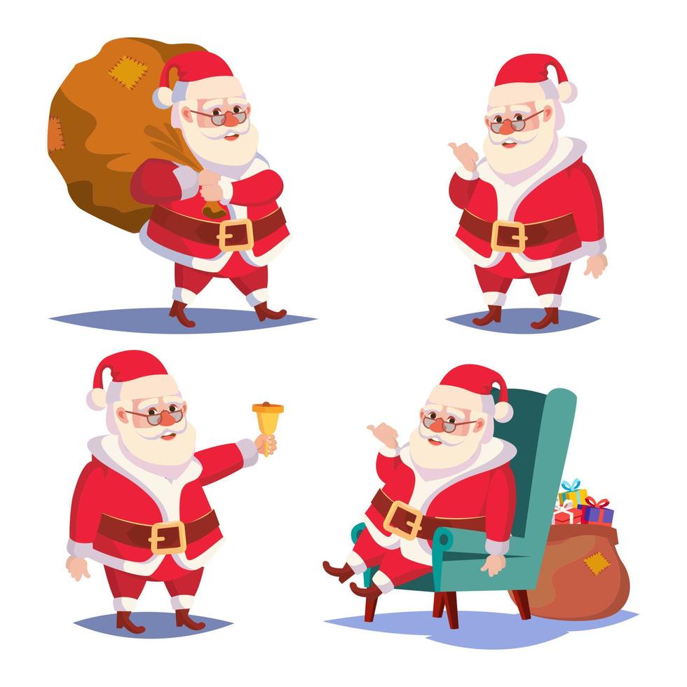 de kerstman claus reeks geïsoleerd vector. tekenfilm Kerstmis karakter. klassiek rood pak. mooi zo voor folder, kaart, poster, decoratie, reclame ontwerp. Kerstmis ontwerp element illustratie vector