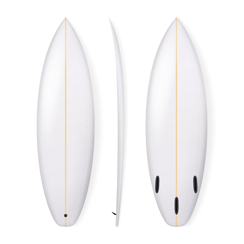 realistisch surfboard vector. blanco van surfing bord geïsoleerd Aan wit achtergrond. vector