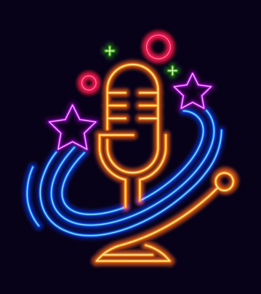 neon karaoke club logo, gloeiend teken vector