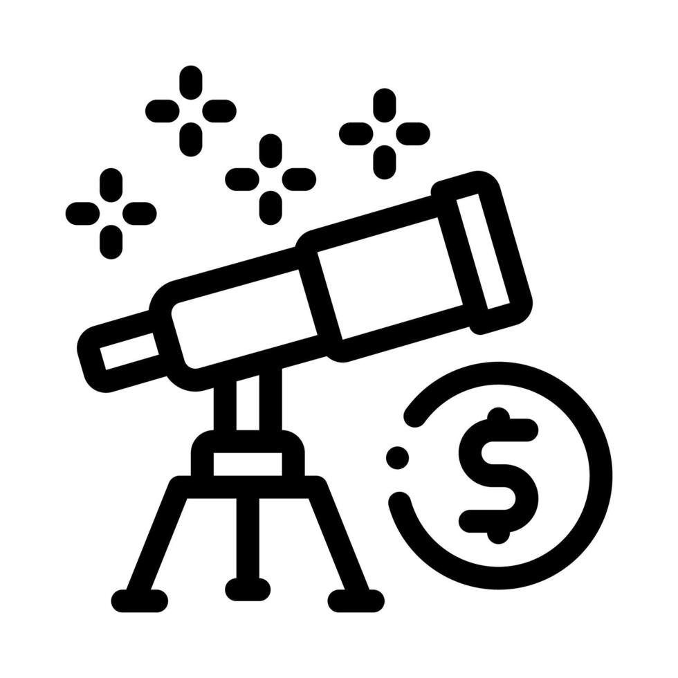 kijken Bij telescoop geld icoon vector schets illustratie