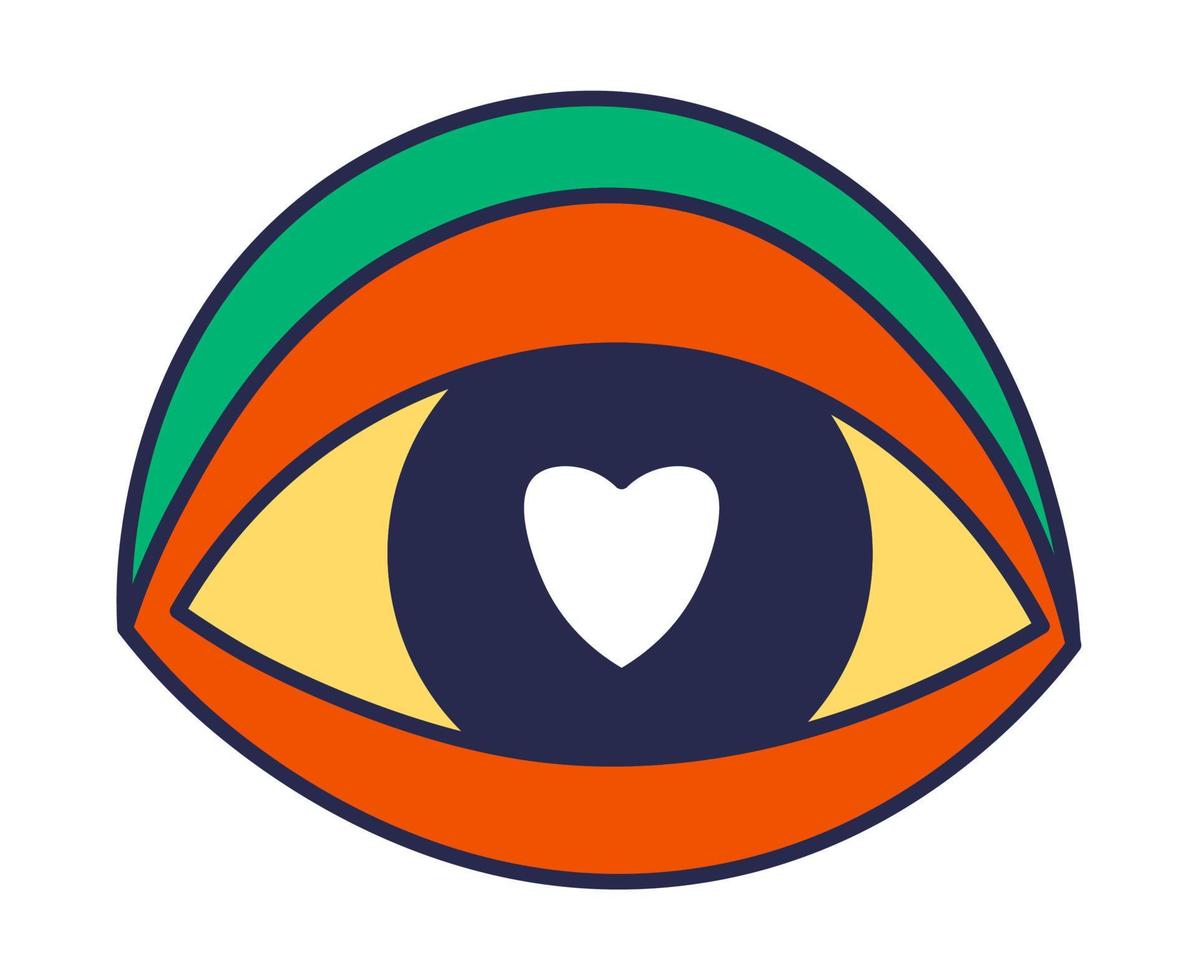 Open oog met hart in plaats daarvan van leerlingen, sticker vector