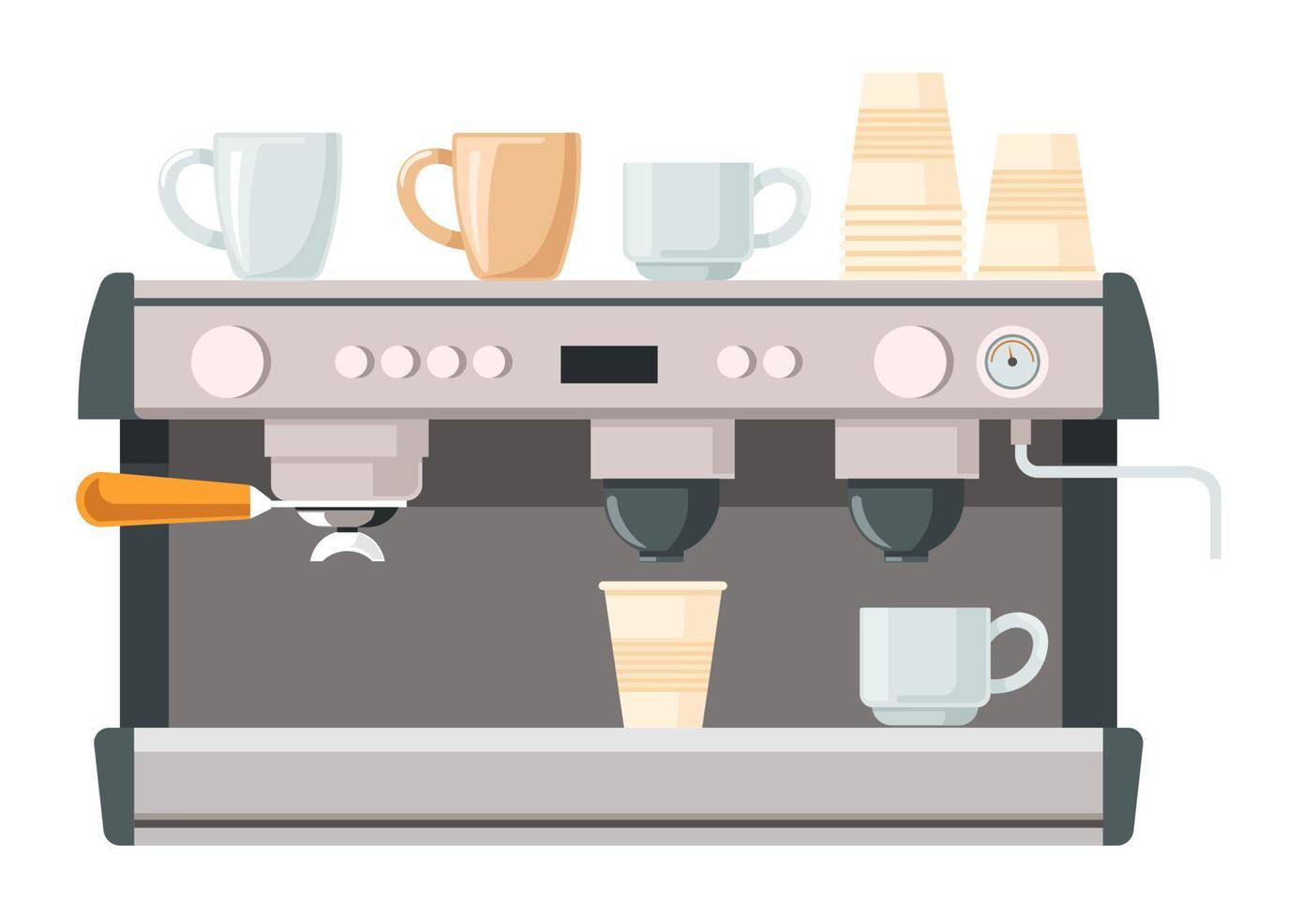 koffie machine met kopjes, cafe of winkel uitrusting vector