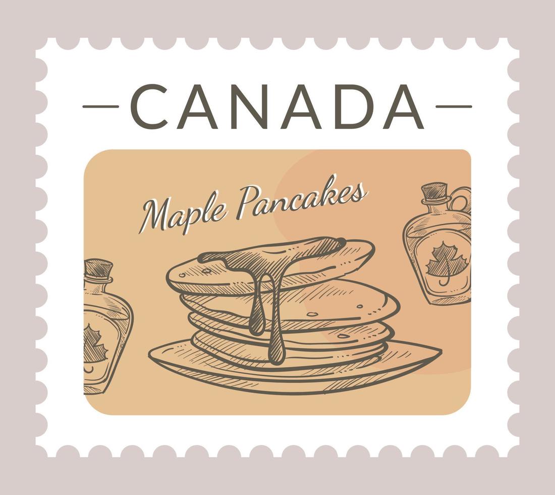 Canada esdoorn- pannekoeken traditioneel recepten ansichtkaart vector