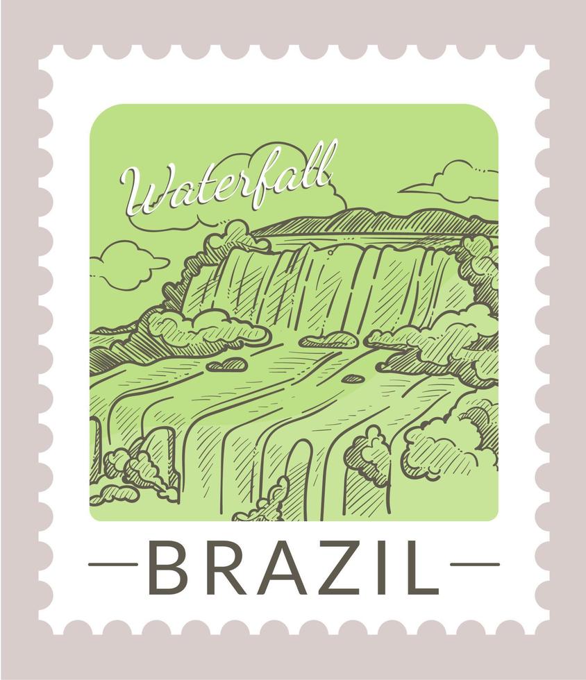 Brazilië waterval, landschap en natuur ansichtkaart vector