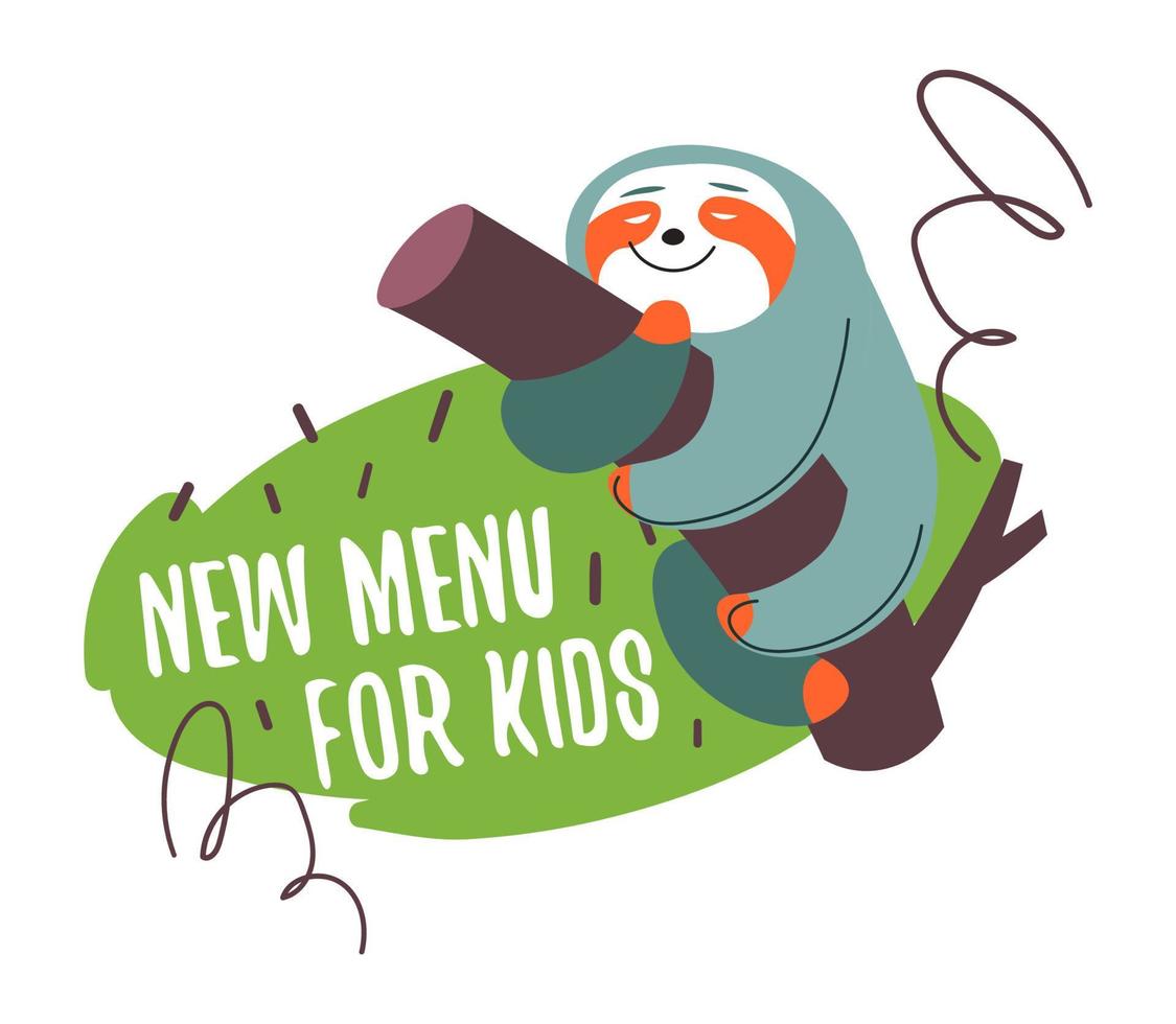 nieuw menu voor kinderen, kinderen voedsel, koala banier vector