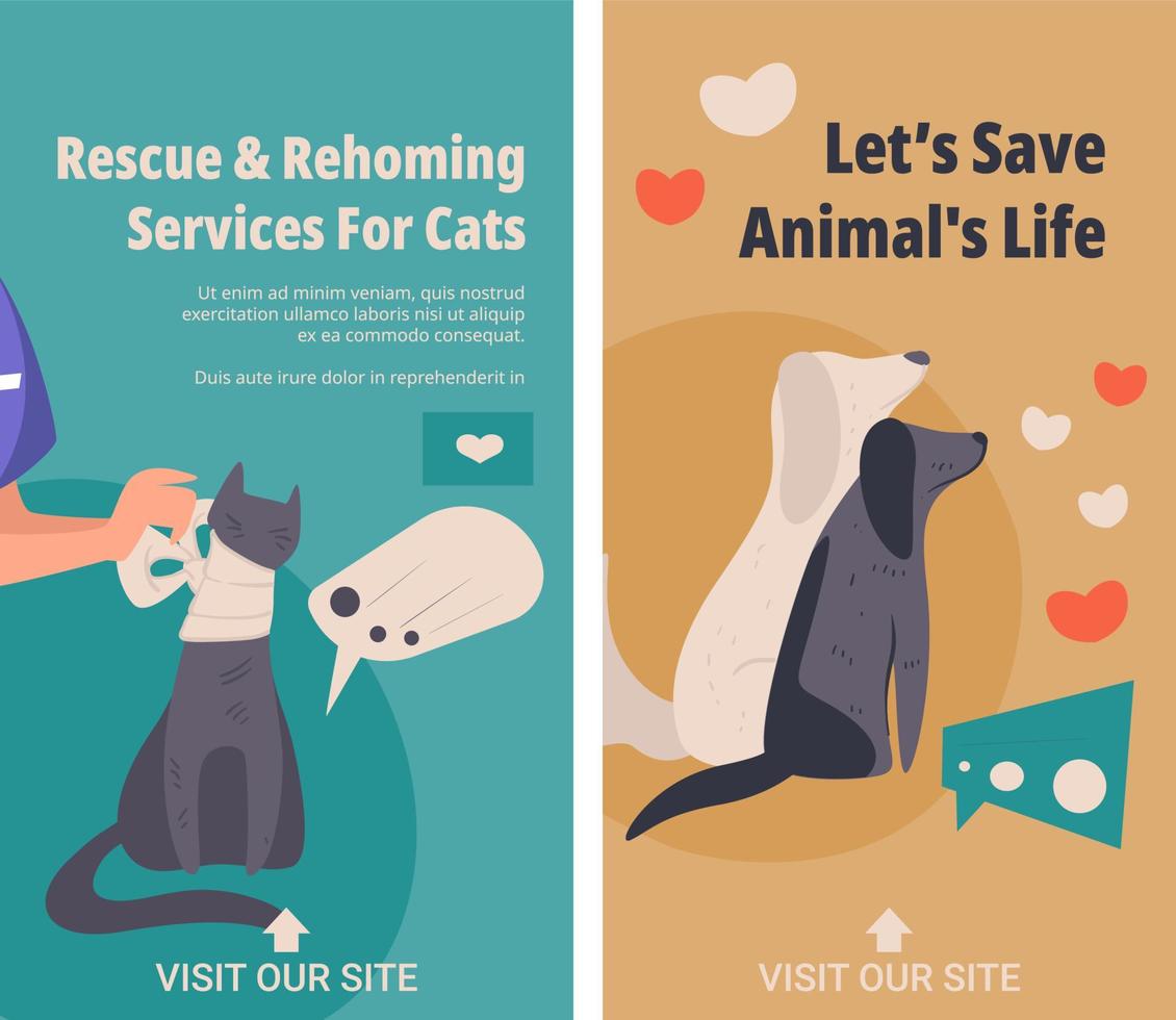 redden en herhuisvesting Diensten voor katten, banners vector